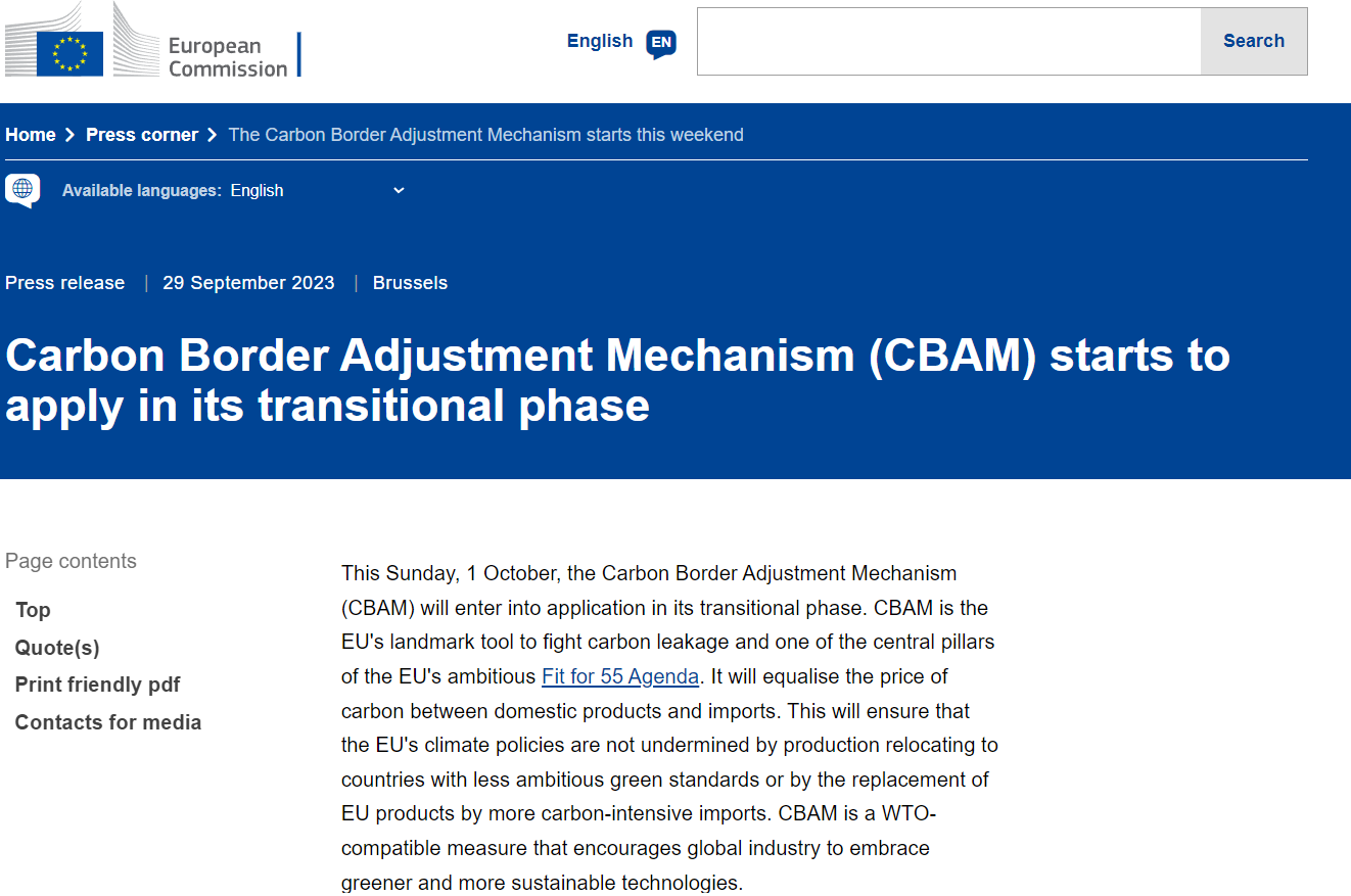 Carbon Border Adjustment Mechanism (CBAM) Starts To Apply In Its ...